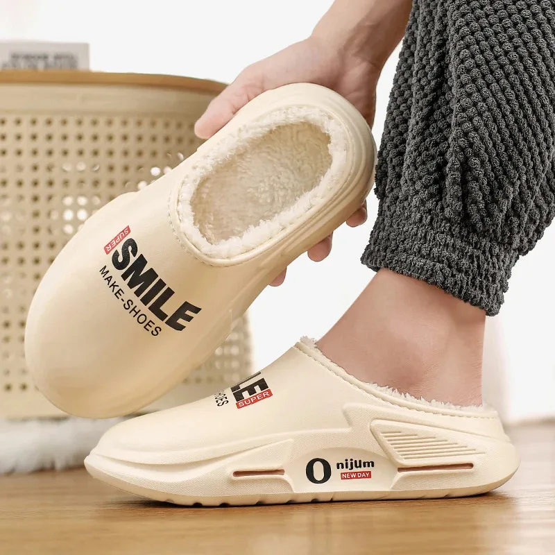 New Winter Men Warm Slippers Cotton Slippers Outdoor Indoor Cotton Shoes Waterproof Mens Comfortable Home Bedroom Plush Slippers - Image 5