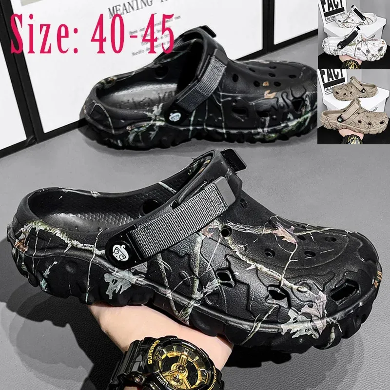 2025 Summer New Men's Slippers Outdoor Garden Clogs Male Casual Shoes Fashion Luxury Sandals Comfort Home Soft Slippers 40-45