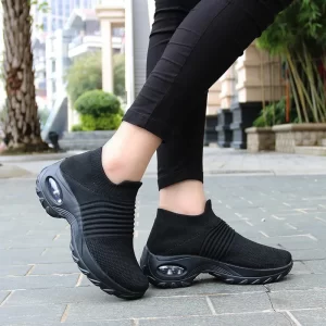 Big Size 35-45 Womens Round-toe Sneakers Breathable Versatile Slip-on Ladies Casual Shoes Outdoor Tennis Air-cushion Flats Shoes