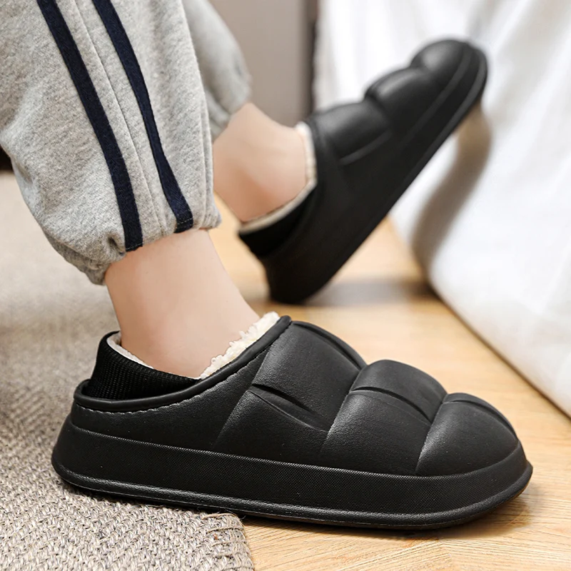Home Cotton Shoes Men Winter Warm Flat House Slippers Waterproof Cotton Slippers Male Slippers Slip On Footwear - Image 6