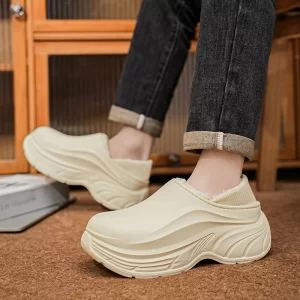 Waterproof Indoor Slippers Keep Warm Men'S Shoe Thick Bottom Anti-Slip Outdoor Cotton Shoes Large Size Home Slippers