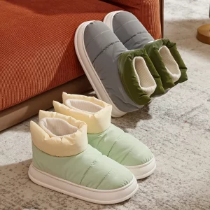 Waterproof Plush Ankle Short Boots Men Winter Thick Sole Non-Slip Snow Boots Woman Warm Cotton Padded Shoes