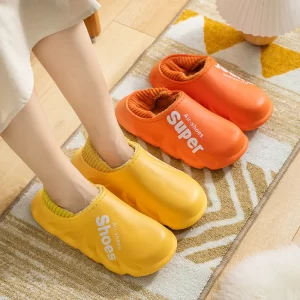 Women Winter Warm shoes EVA Soft Sole Waterproof Slides Slippers Slip On Scuff Clogs Short Plush Platform Indoor House Shoes