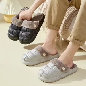 Fashion Couple Winter Warm Cotton Slippers Thick Soft Sole Slides Men Women Indoor Floor Flat Home Non-slip Plush Shoes