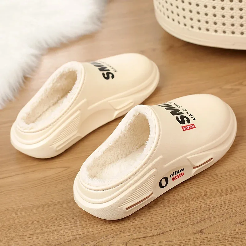 New Winter Men Warm Slippers Cotton Slippers Outdoor Indoor Cotton Shoes Waterproof Mens Comfortable Home Bedroom Plush Slippers - Image 3