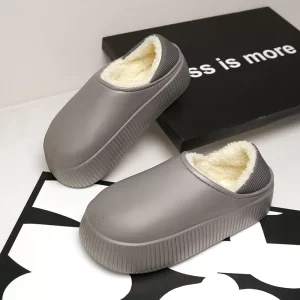 Home Fashion Thick Sole Plush Slippers For Men Winter Warm Fur Fuzzy Slippers Outdoor Waterproof Platform Cotton Shoes