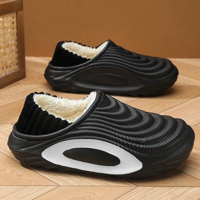 New Winter Men Women Warm Cotton Slippers Plush Flats Outdoor Indoor House Warm Shoes Male Non-slip Home Bedroom Cotton Slippes - Image 2