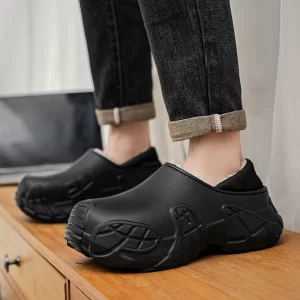 Waterproof Shit Sensation Indoor Slippers Keep Warm Men's Shoe Shoes Man Thickened Anti-slip Outdoor Wear in Winter Large Size