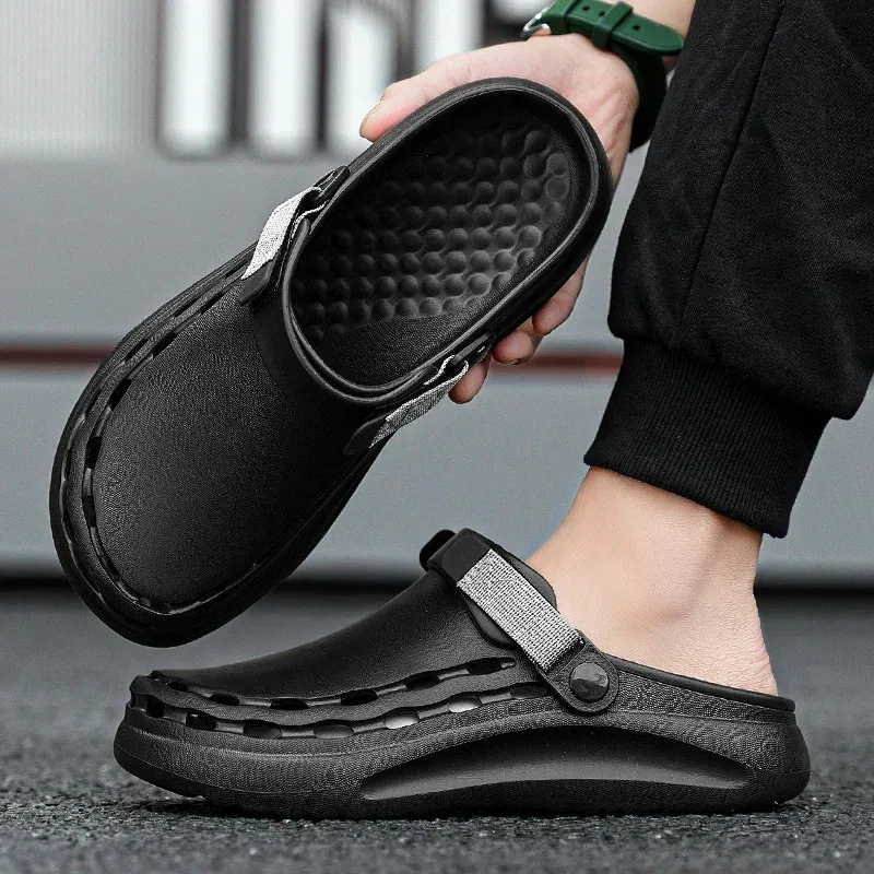 Quick-Dry EVA Solid Color Mens Sandals Fashion Trendy Lightweight Outdoor Travel Essentials Beach Shoes Casual Men's Slippers - Image 3