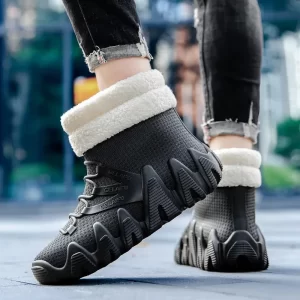 Winter Waterproof Men'S Snow Boots With PVC Thick Bottom Non-Slip Fashionable And Casual Plus Velvet Warm Men Boots Work Shoes