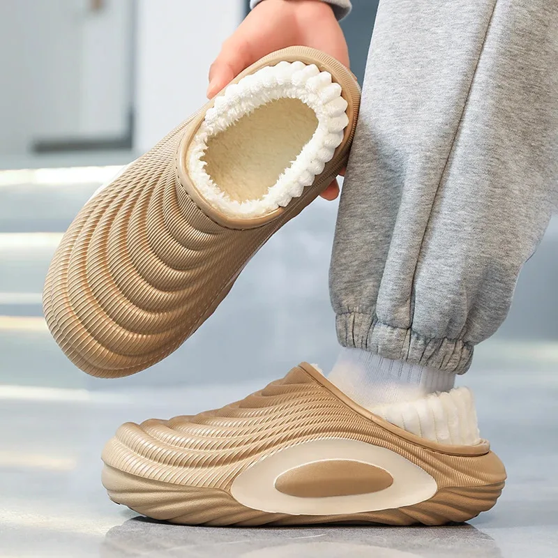 New Winter Men Women Warm Cotton Slippers Plush Flats Outdoor Indoor House Warm Shoes Male Non-slip Home Bedroom Cotton Slippes - Image 5