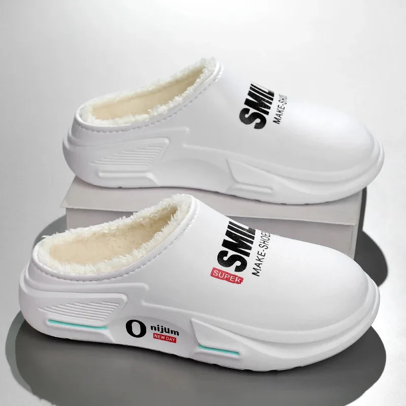 New Winter Men Warm Slippers Cotton Slippers Outdoor Indoor Cotton Shoes Waterproof Mens Comfortable Home Bedroom Plush Slippers - Image 2