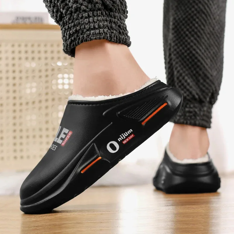 New Winter Men Warm Slippers Cotton Slippers Outdoor Indoor Cotton Shoes Waterproof Mens Comfortable Home Bedroom Plush Slippers - Image 4