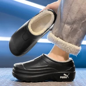 2025 New Fashion Cotton Slippers Men Winter Warm Home Cotton Shoes Waterproof Garden Shoes Indoor Slip On Concise Shoes