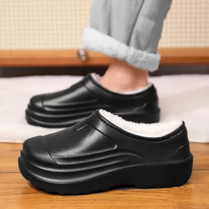 Winter Men's Slippers Plus Velvet Warm Water Proof Light Kitchen Chef Shoes Wear-resistant Work Slipper Home Mans Soft Sole