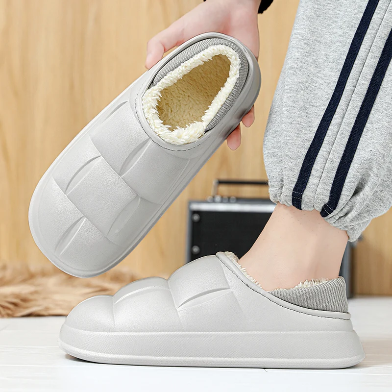 Home Cotton Shoes Men Winter Warm Flat House Slippers Waterproof Cotton Slippers Male Slippers Slip On Footwear - Image 3