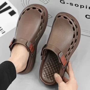 Quick-Dry EVA Solid Color Mens Sandals Fashion Trendy Lightweight Outdoor Travel Essentials Beach Shoes Casual Men's Slippers